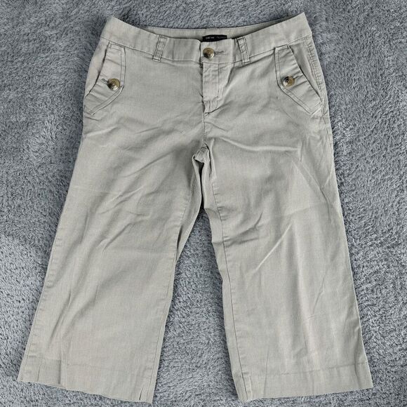 Gap Preppy Wide Leg Hip Slung Fit Pants 8 Grey White Pinstripes Capri - Picture 1 of 14